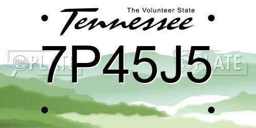 7P45J5 Tennessee License Plate