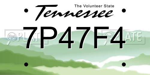 7P47F4 Tennessee License Plate