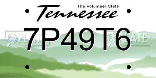 7P49T6 Tennessee License Plate