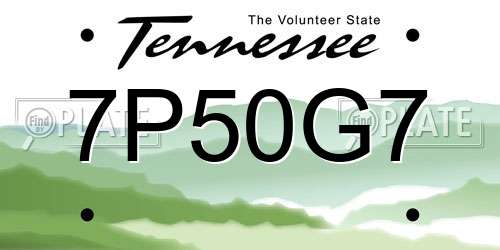 7P50G7 Tennessee License Plate