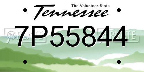 7P55844 Tennessee License Plate