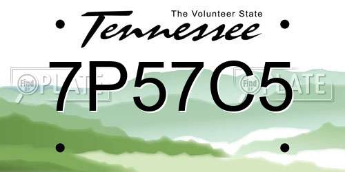 7P57C5 Tennessee License Plate
