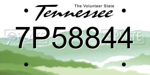 7P58844 Tennessee License Plate