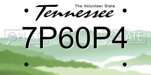 7P60P4 Tennessee License Plate