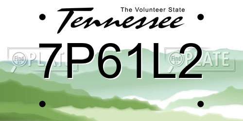 7P61L2 Tennessee License Plate