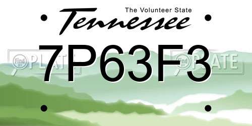 7P63F3 Tennessee License Plate