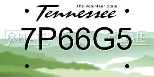 7P66G5 Tennessee License Plate