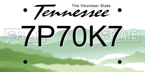 7P70K7 Tennessee License Plate