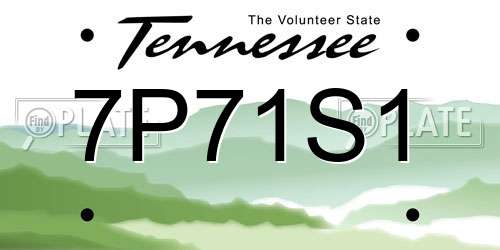 7P71S1 Tennessee License Plate