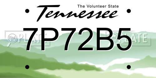 7P72B5 Tennessee License Plate