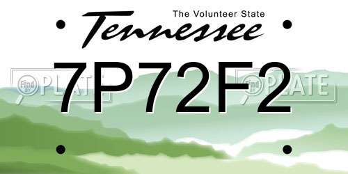 7P72F2 Tennessee License Plate