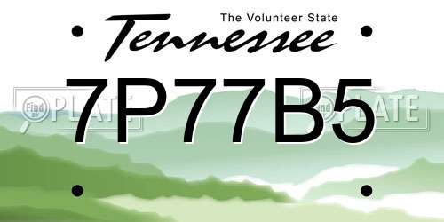 7P77B5 Tennessee License Plate
