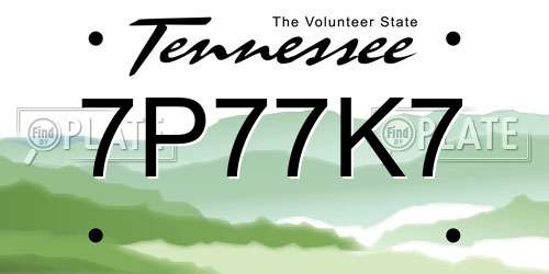 7P77K7 Tennessee License Plate