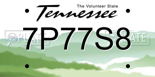 7P77S8 Tennessee License Plate