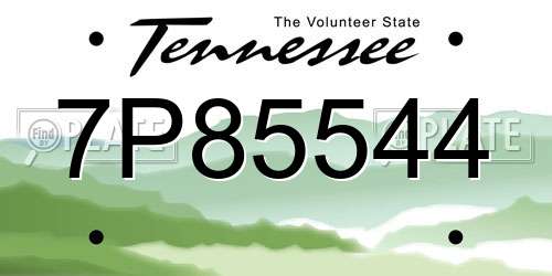 7P85544 Tennessee License Plate