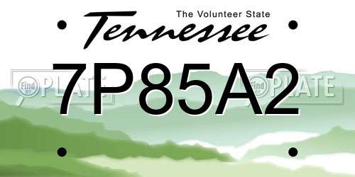 7P85A2 Tennessee License Plate
