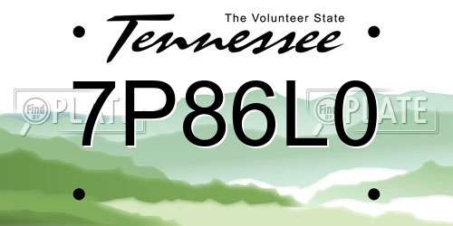 7P86L0 Tennessee License Plate