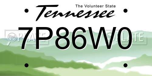 7P86W0 Tennessee License Plate