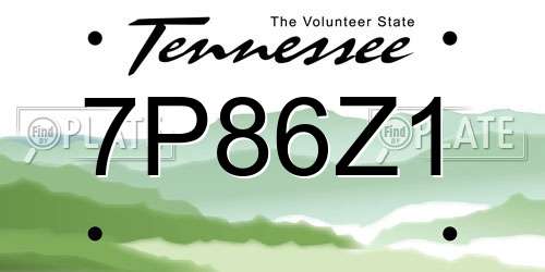 7P86Z1 Tennessee License Plate
