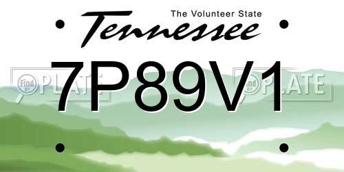 7P89V1 Tennessee License Plate