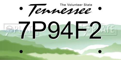 7P94F2 Tennessee License Plate