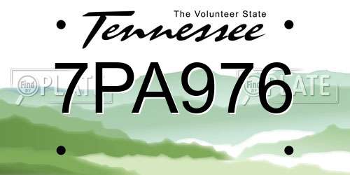 7PA976 Tennessee License Plate