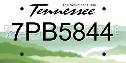 7PB5844 Tennessee License Plate