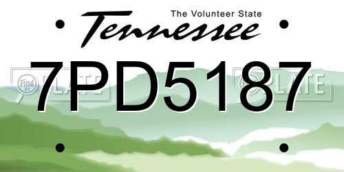 7PD5187 Tennessee License Plate