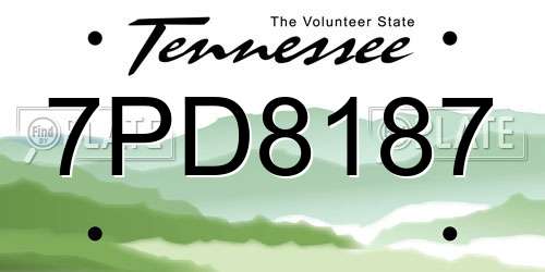 7PD8187 Tennessee License Plate