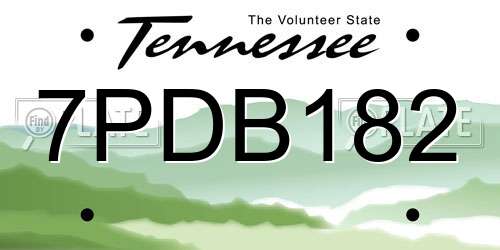 7PDB182 Tennessee License Plate