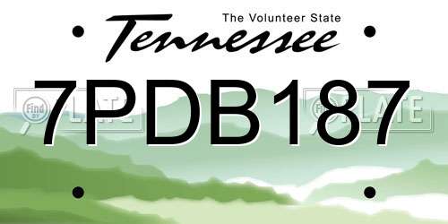 7PDB187 Tennessee License Plate