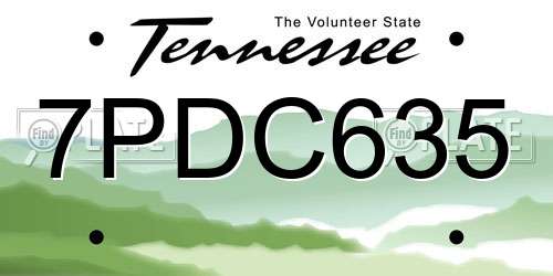 7PDC635 Tennessee License Plate