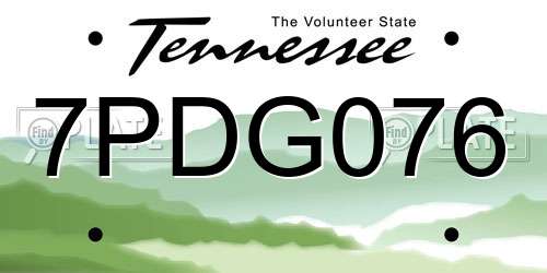 7PDG076 Tennessee License Plate
