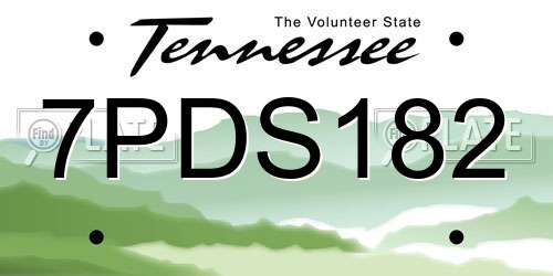7PDS182 Tennessee License Plate