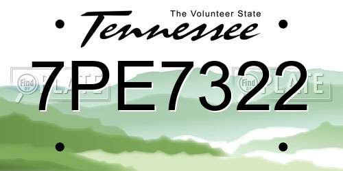 7PE7322 Tennessee License Plate