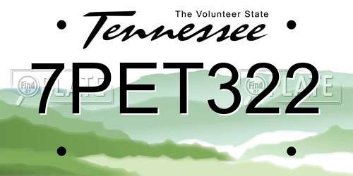 7PET322 Tennessee License Plate