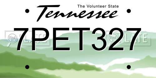 7PET327 Tennessee License Plate