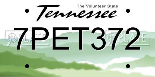 7PET372 Tennessee License Plate