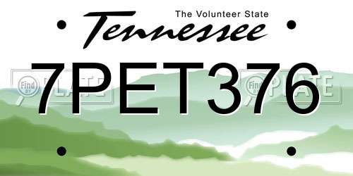 7PET376 Tennessee License Plate