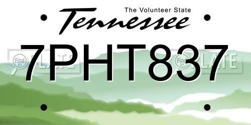7PHT837 Tennessee License Plate