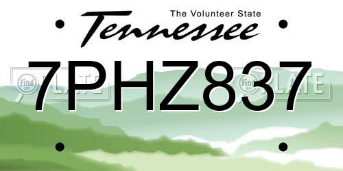 7PHZ837 Tennessee License Plate