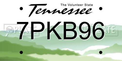 7PKB96 Tennessee License Plate