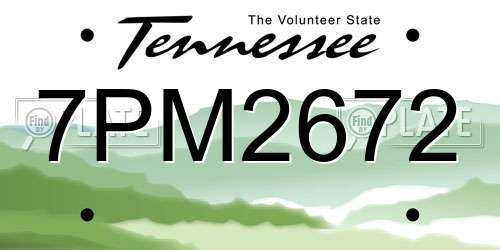 7PM2672 Tennessee License Plate