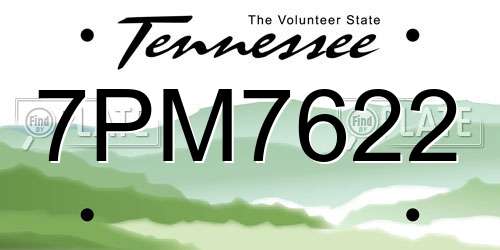 7PM7622 Tennessee License Plate