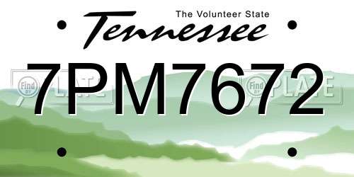 7PM7672 Tennessee License Plate