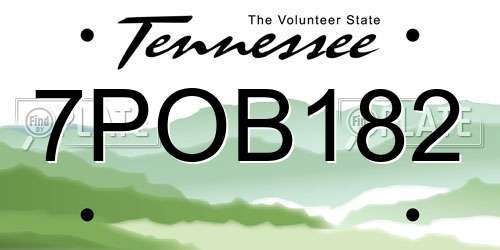 7POB182 Tennessee License Plate