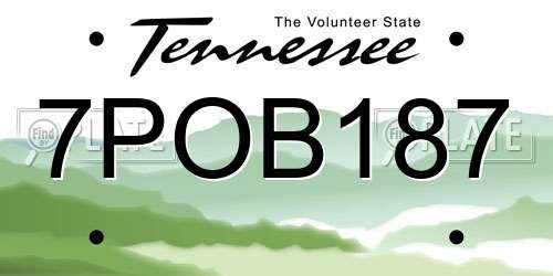 7POB187 Tennessee License Plate