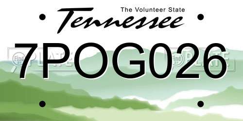 7POG026 Tennessee License Plate