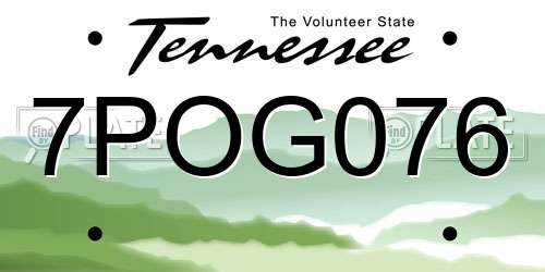 7POG076 Tennessee License Plate