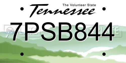 7PSB844 Tennessee License Plate